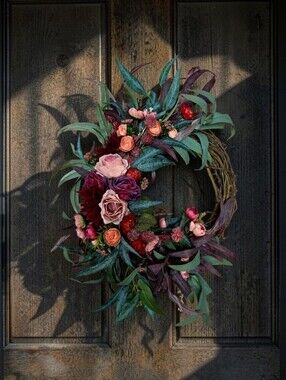 Midnight Vineyard Blossom rustic fall wreath